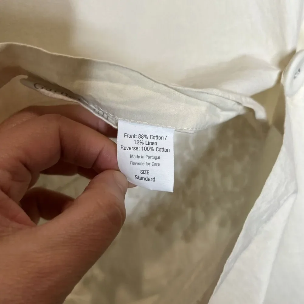 Garnet Hill Two Standard Shams Floral Embroidered Cotton Linen 20 x 26